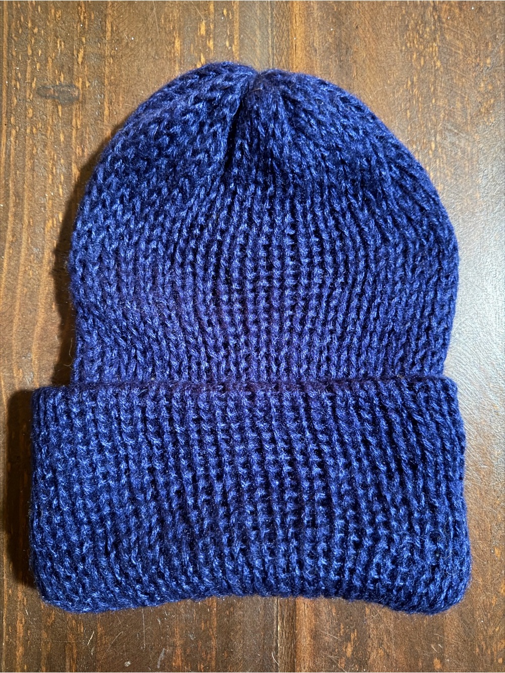 Vintage UniSex Hand Knit Beanie - Navy Blue